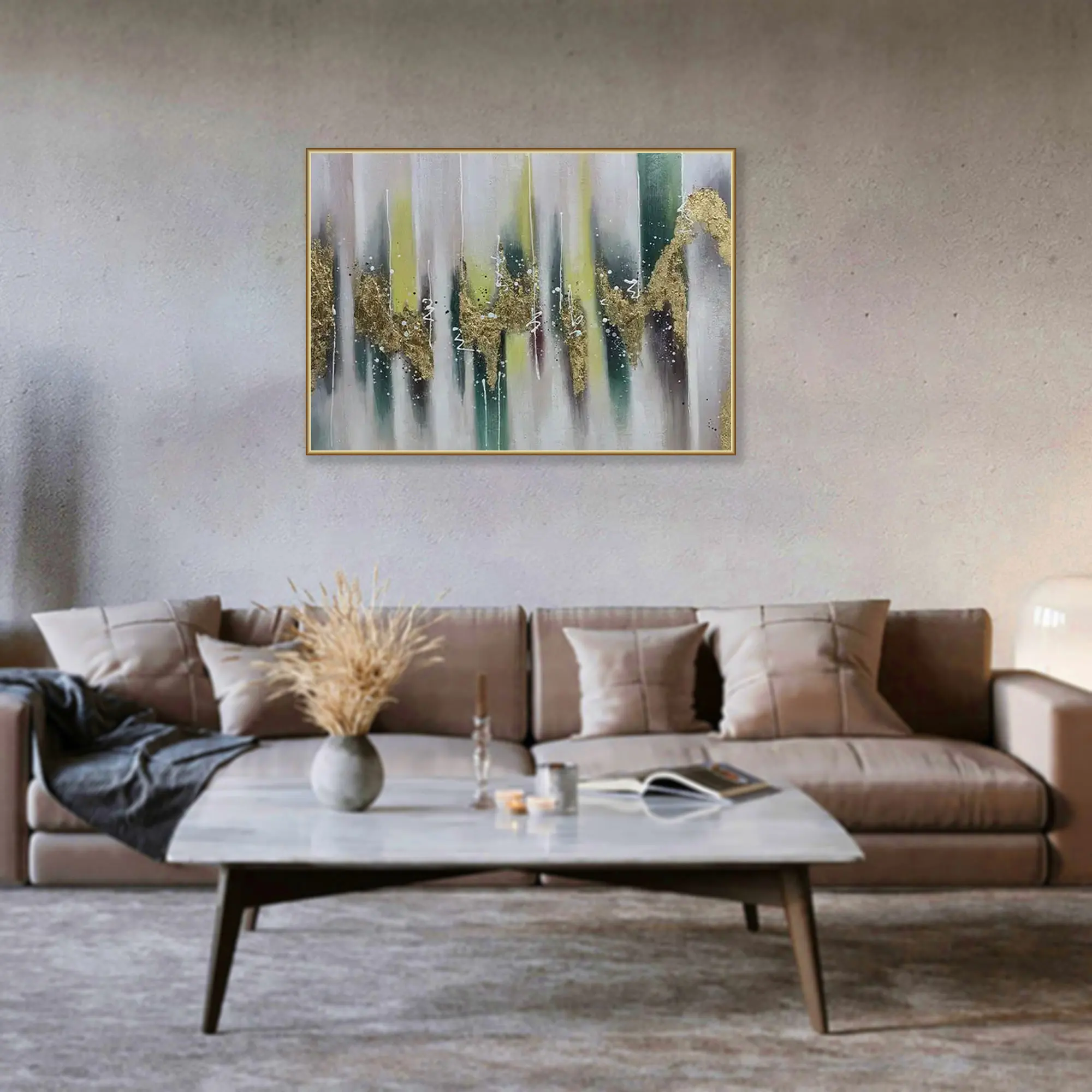 Custom Large Gold Foil Canvas Wall Art Modern 3D Texture Hand-Painted Oil Painting Features Still Life Subjects for Room Decor