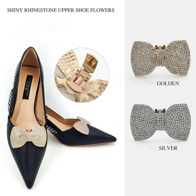 2024 New Arrival Square Bow Rhinestone Shoe Clip Accessories For Bridal Wedding Rhinestone Shoe Buckle Decoration