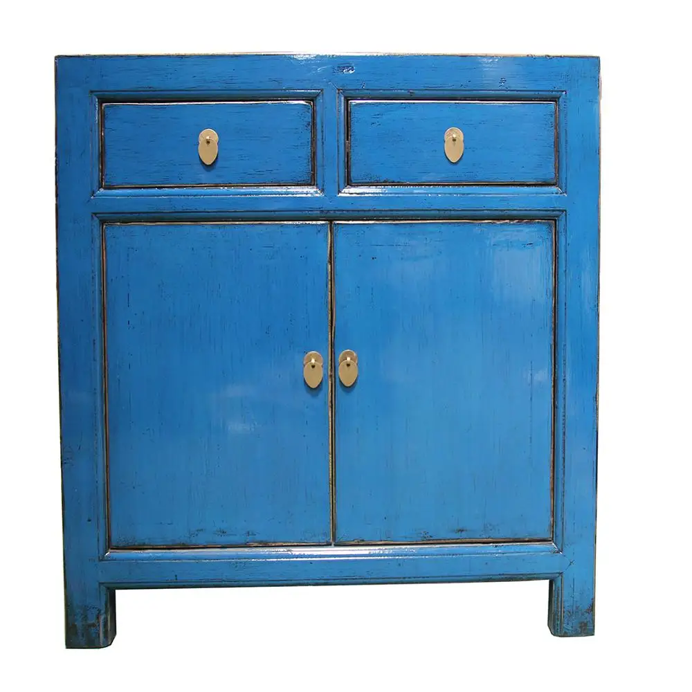 Chinese retro hand painted antique reproduction high glossy black cabinet