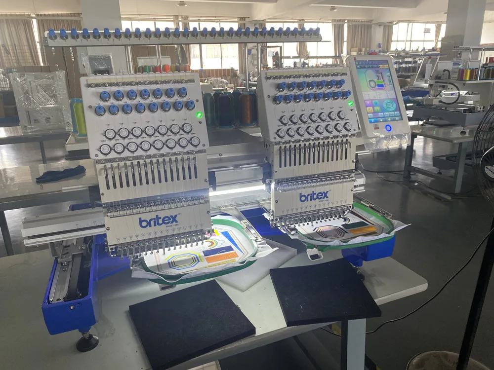 japan quality britex BR-1502 2 two Heads 15 Needles Flat computer embroidery machines 2 head embroidery machine 2 heads