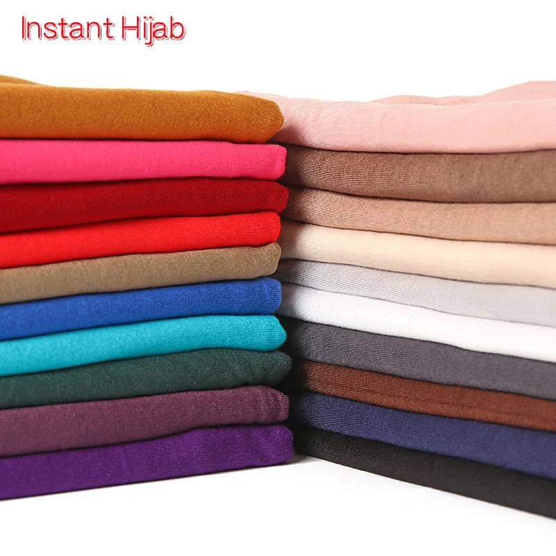 Wholesale New Fashion 1 Loop Premium Instant Cotton Jersey Hijab Scarf Soft Comfortable Stretchy Jersey Plain Instant Hijab