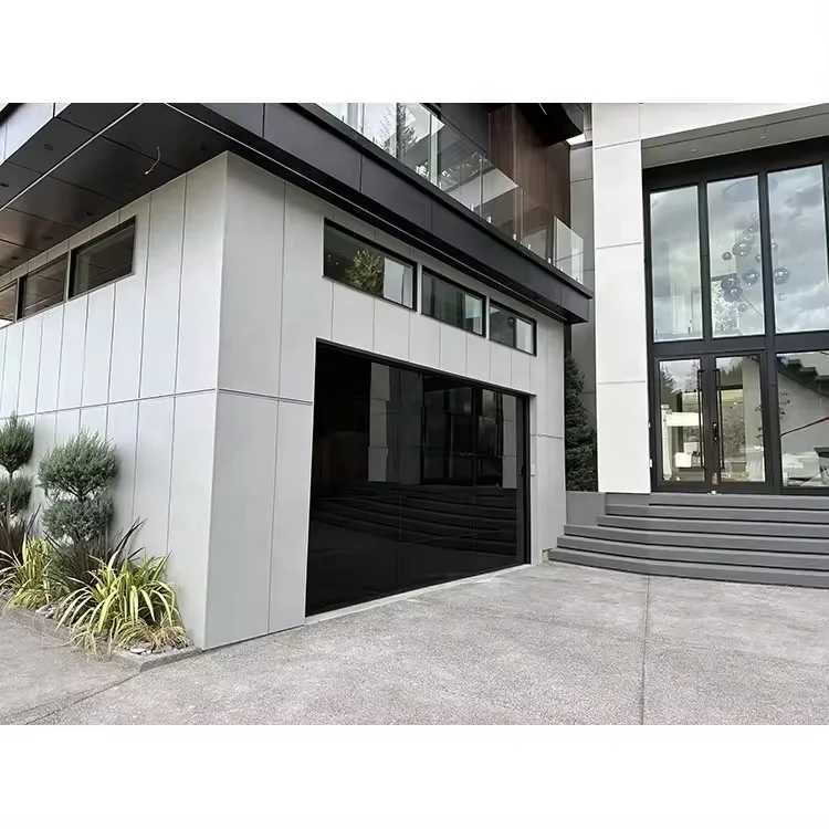 2024 Frameless Mirror Tempered Glass For Sale high Quality And Low Price Electric Black Glass Garage Door Supplier