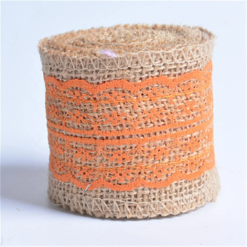 
Width 6cm 2M/Roll Natural Jute Burlap Hessian Ribbon with Cotton Lace For Rustic Wrap Gift Packing String Wedding Decoration 