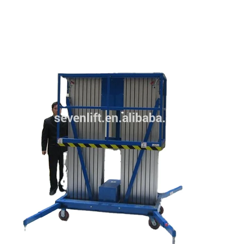 8m Hydraulic Lift Rental Aluminum Two 2 Mast Adjustable Electric Battery Power Manual Man Aerial Work