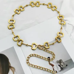 Hot Sale Women Fashion Thick Ring Chain Belts for Women Lady Fancy Metal Chain Belt