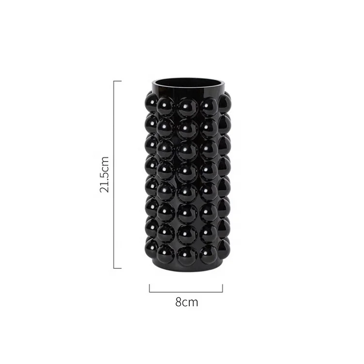 WONDER    Hot Selling Nordic living room flower dot glass flower vase black color flower vase wholesale