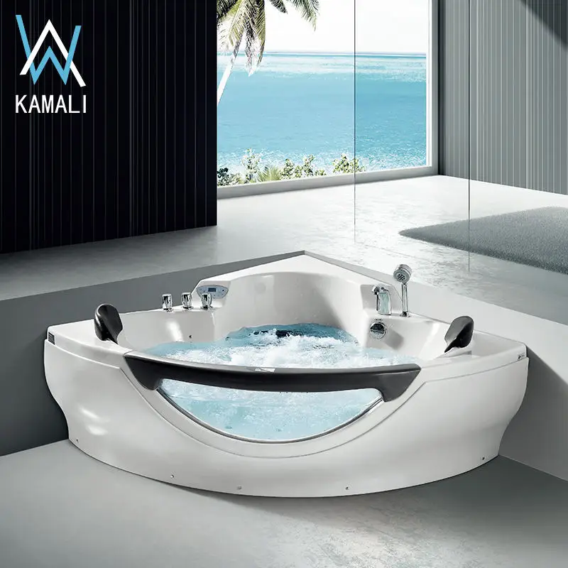 Clear Acrylic Massage Couple Bathtub Big Spa Hydromassage Deep Soaking Free Hot Bath Tub Kamali M3150-D Poland 1 Piece Modern