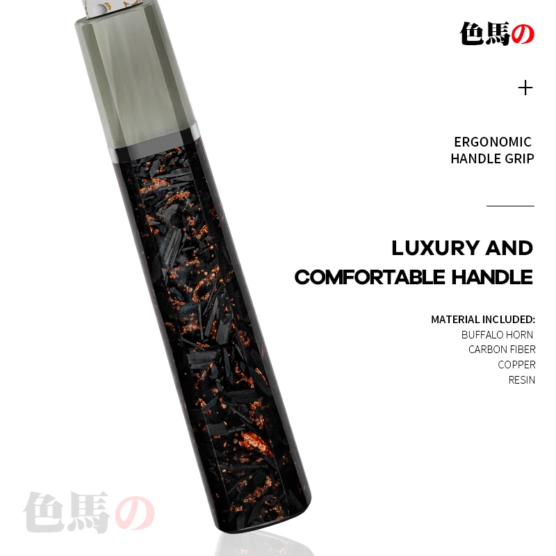 Colored Damascus Steel Kitchen Knife  Set Japanese  VG-10 Core Buffalo Horn & Resin Luxury handle