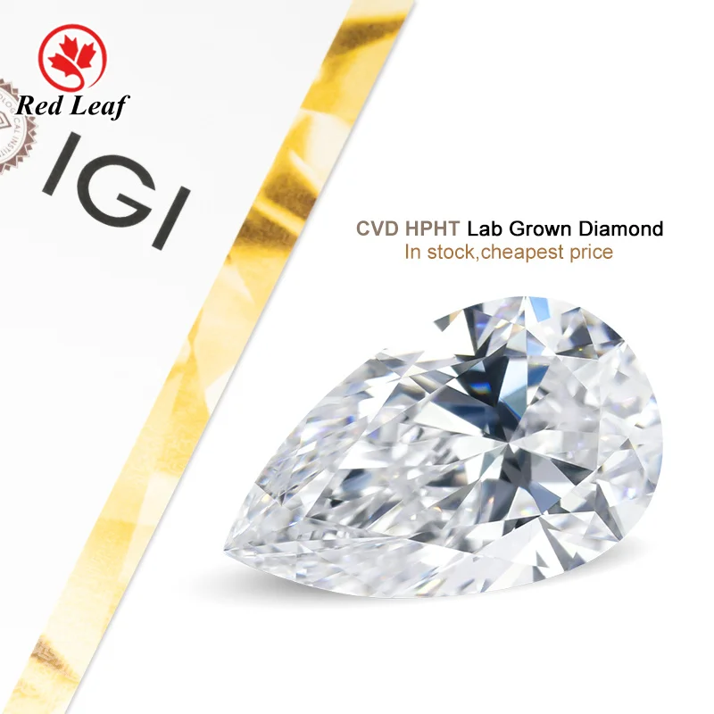 Redleaf Wholesale Diamond Pear Cut IGI Certificate 0.3CT-5CT DEF Color VVS VS Excellent Diamond Loose Lab Grown Diamond