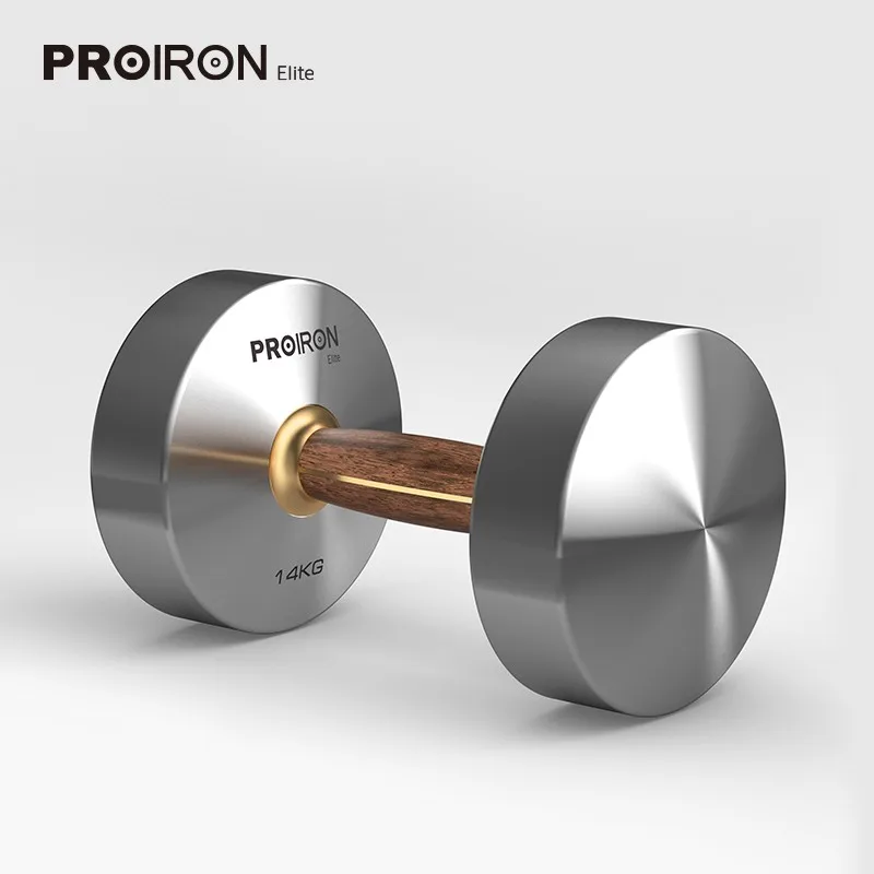 PROIRON 16kg luxury round fashion chrome wooden  handle stainless steel wholesale customized dumbbell