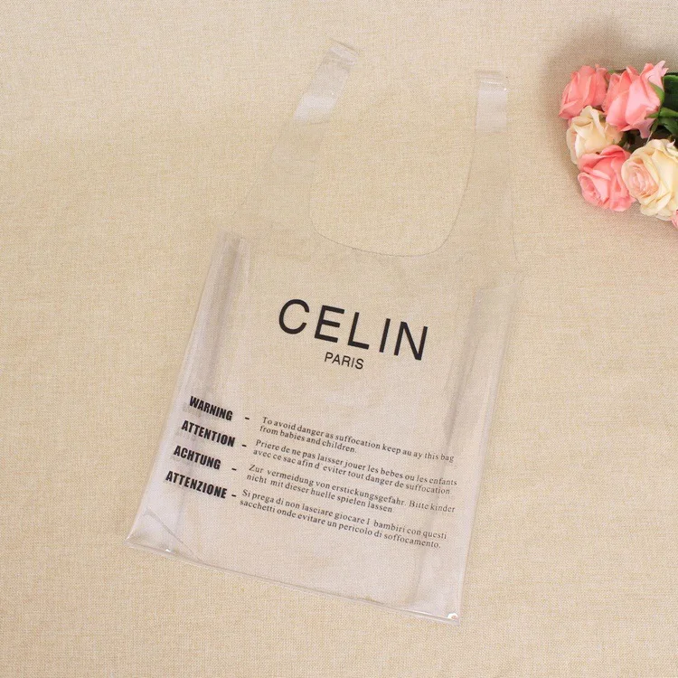Double Thickness Customized Printing Pvc Plastic Tote Reusable Shopping Bag