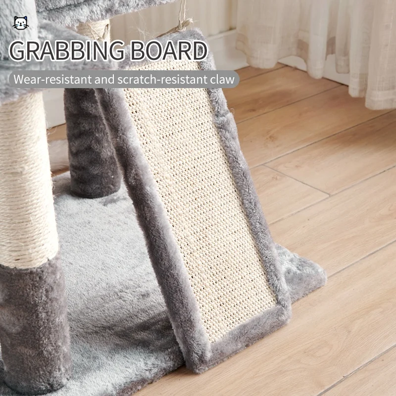 Wholesale have pet toys hemp grinding claws with bed resting bowl cat tree scratcher sisal cat castle