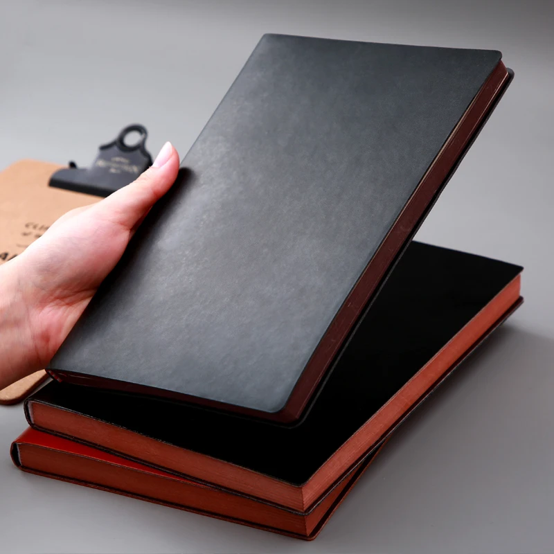 Китайский профессиональный производитель кожаный журнал cuadernos Пользовательский логотип черный блокнот мягкий