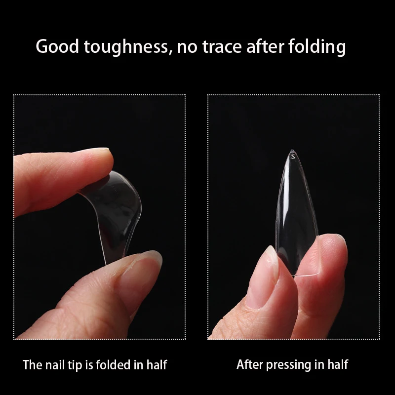 GOMI Nails Salon Stiletto Long False Artificial White Clear Natural Full Cover Nails Tips