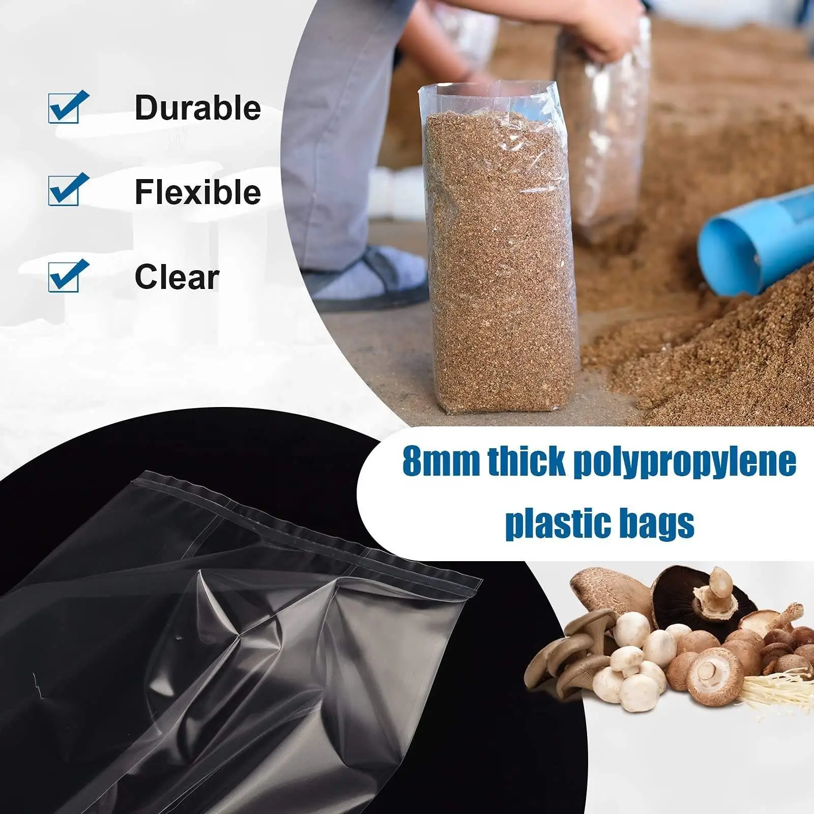 Wholesale Durable Autoclavable Mushroom Cultivation Growing Bags farm Mushroom Grow Spawn Bags with Micron Filter