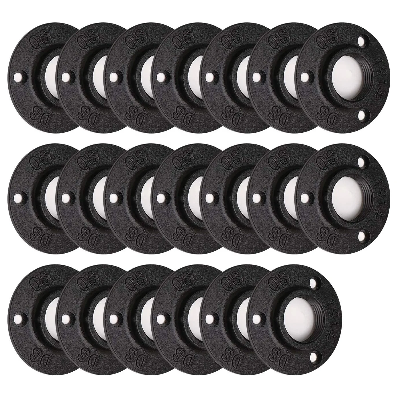 Floor Flange Antirust Black Home Malleable Steel Iron Pipe Fittings Flanges For Industrial Vintage Style With Threaded Hole