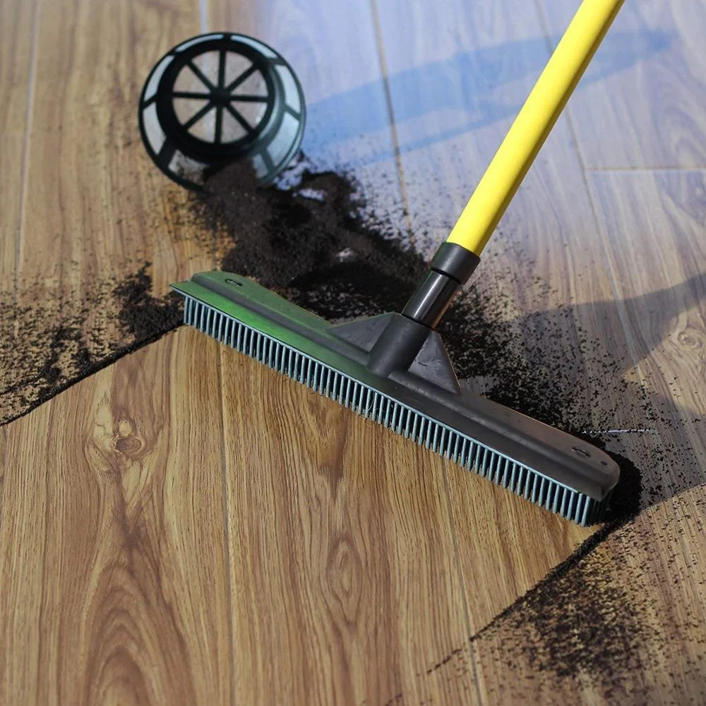Household cleaning tools rubber broom and squeegee