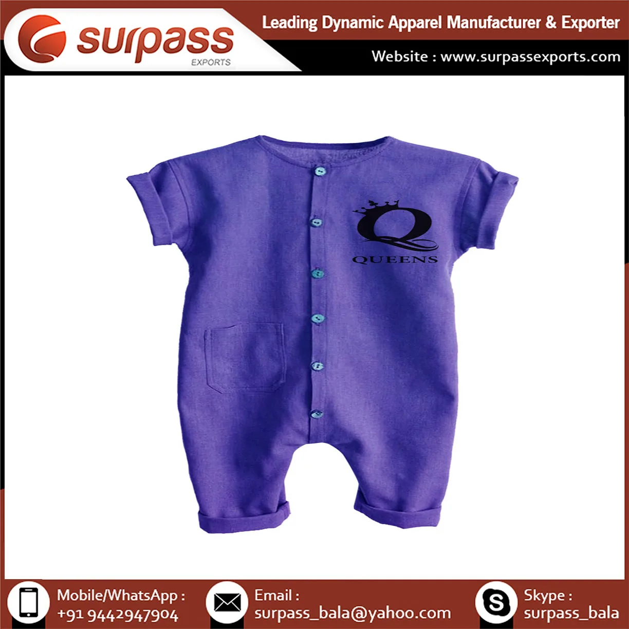 Customized Design Girls Jumpsuits Printed Pajamas in Custom Colors Plus Size 100% Cotton Material