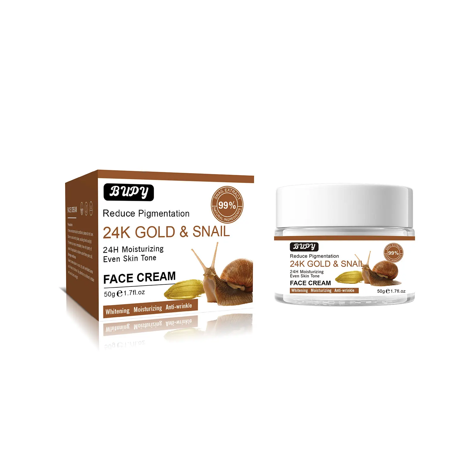 Snail Face Cream Anti Aging Moisturizer Whitening Face Cream Lotion Gold 2023 New Private Label Natural 24K Day Adults Male BUPY