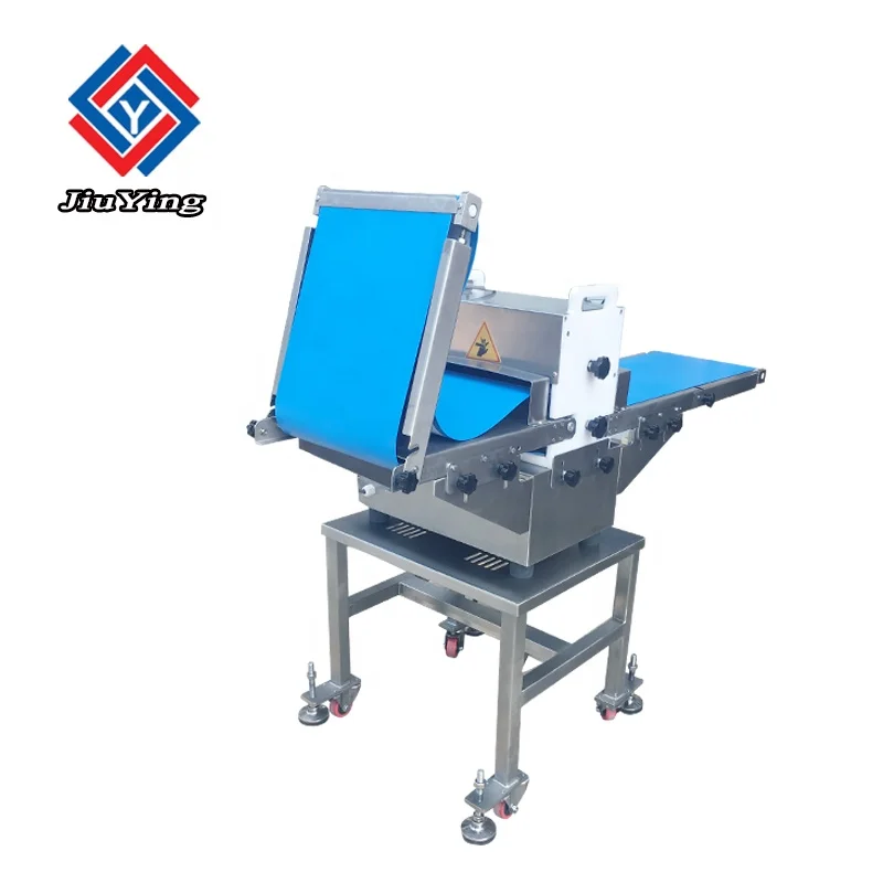 Automatic poultry chicken duck meat cutting machine with belt feeding inlet and outlet