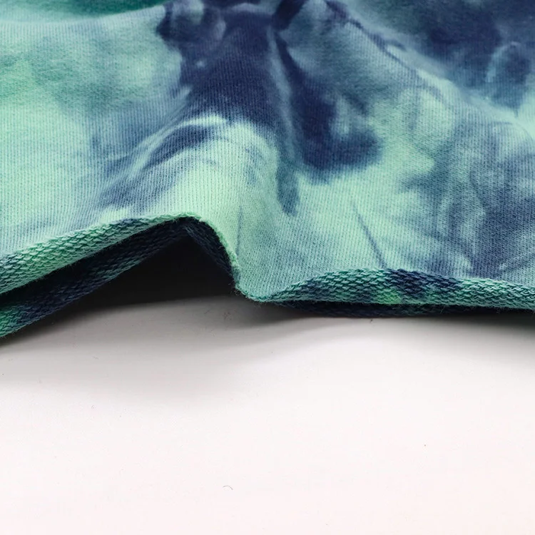 Best selling soft recycled tie dye fabric 100% cotton french terry fabric knitted terry tie-dye fabric for hoodies