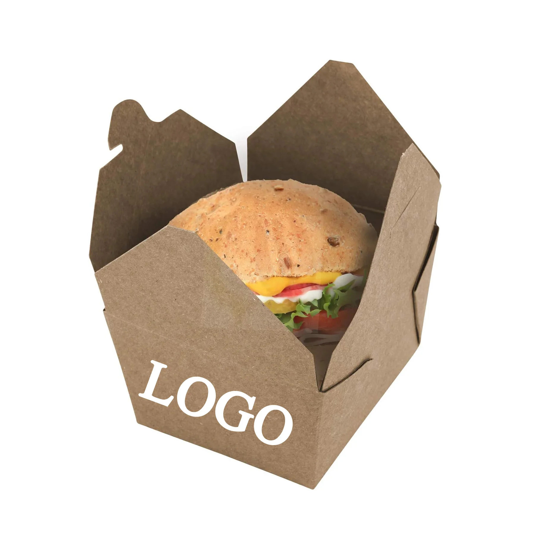 Wholesale printed Fast Food grade cardboard biodegradable brown packaging custom Various sizes Hot Dog Chicken burger box