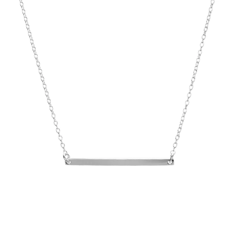 eEmanco Minimalist Gold Necklace Horizontal Bar Necklace Women Stainless Steel Necklace