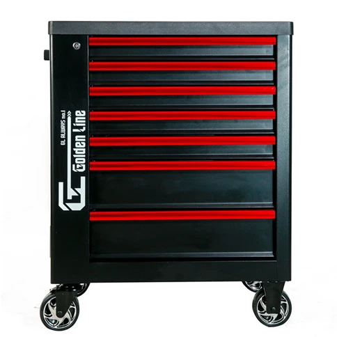black 7 drawer mobile tool trolley with 4 casters for workshop tool storage cabinet