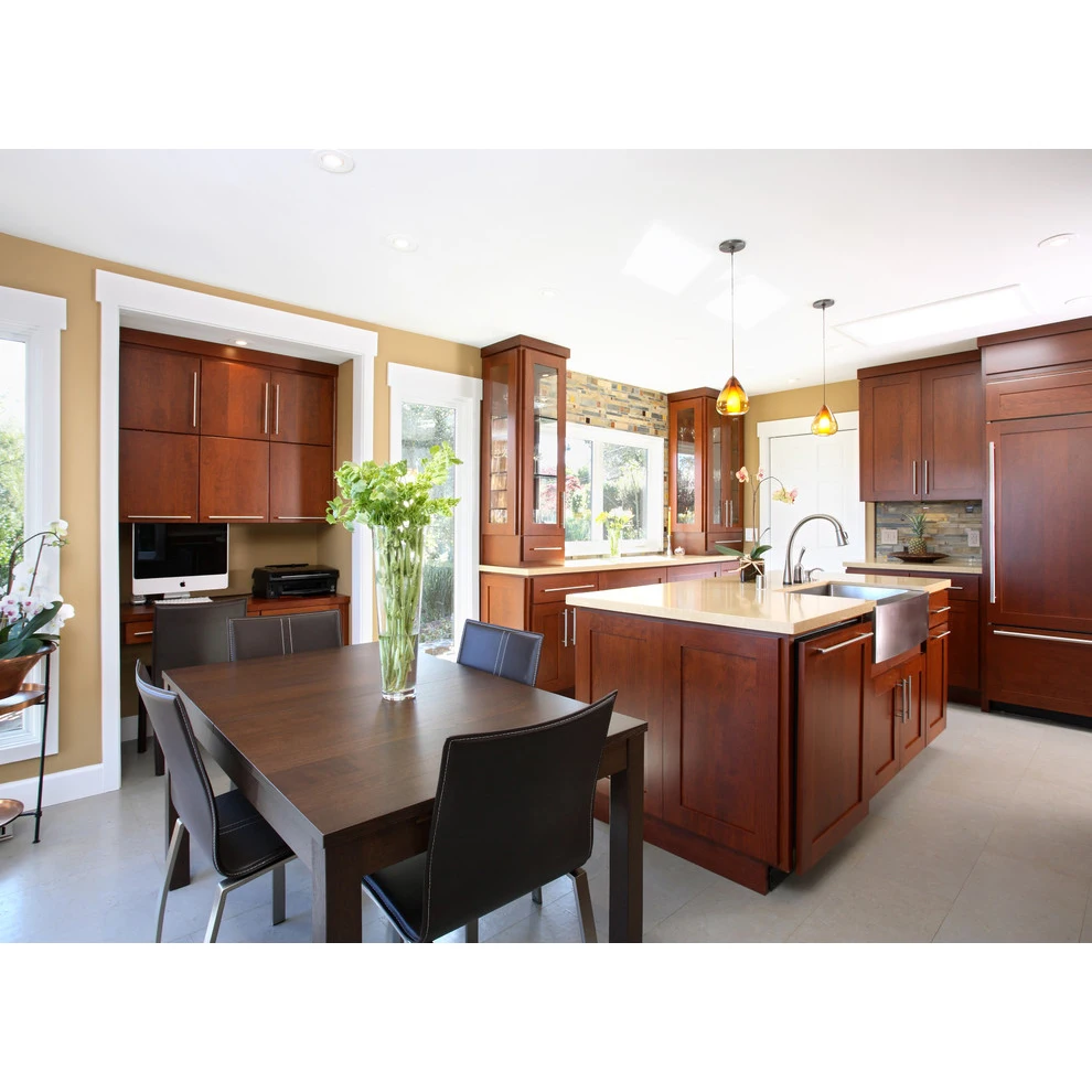 Hot selling classic design shaker blue custom island kitchen cabinets ready to assemble brass handles