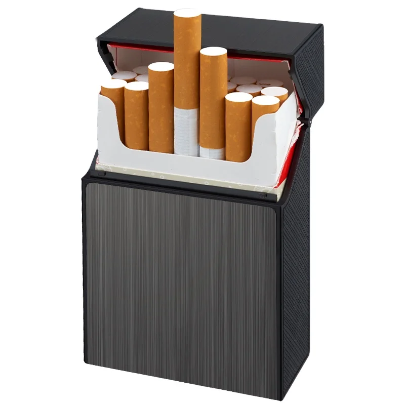 Wholesale waterproof Customized large capacity 20-piece metal brushed magnetic cigarette case cigarette box
