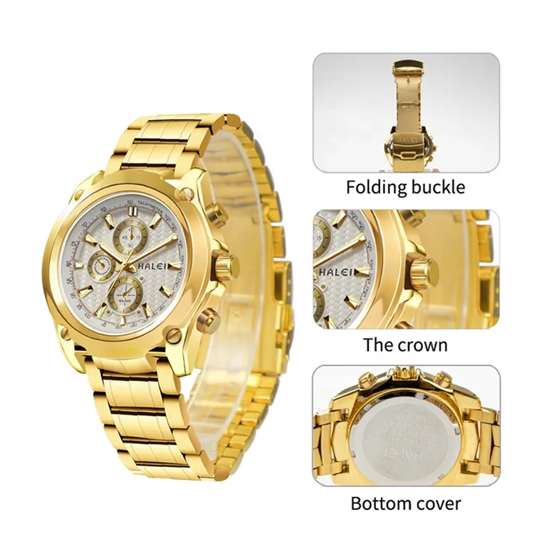 STAR RUDDER 3020M mens high quality gold wrist watch,premium hip hop watch set,japan movt quartz oem odm watch manufacturer