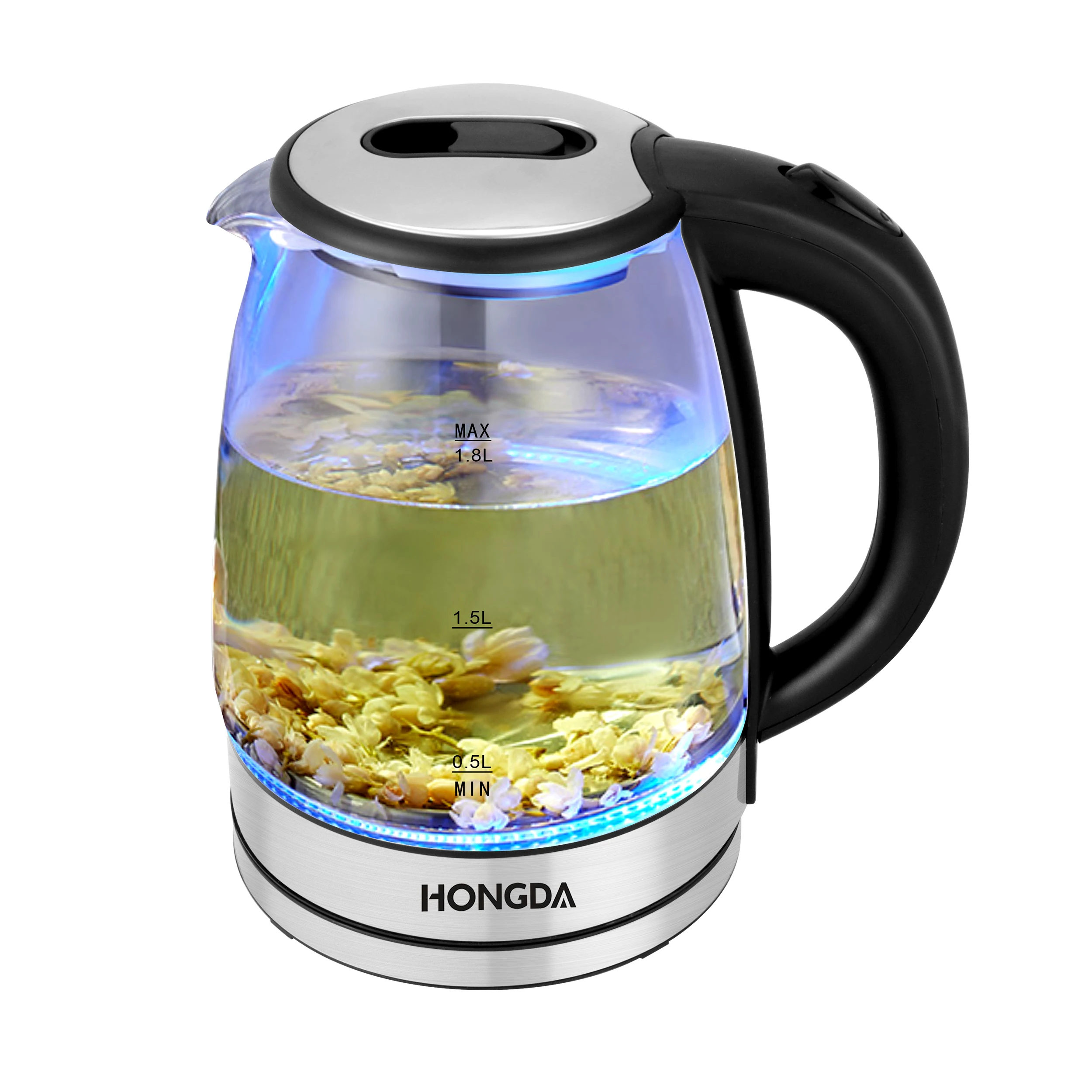 1.8L big capacity fast boiling glass electric water kettle