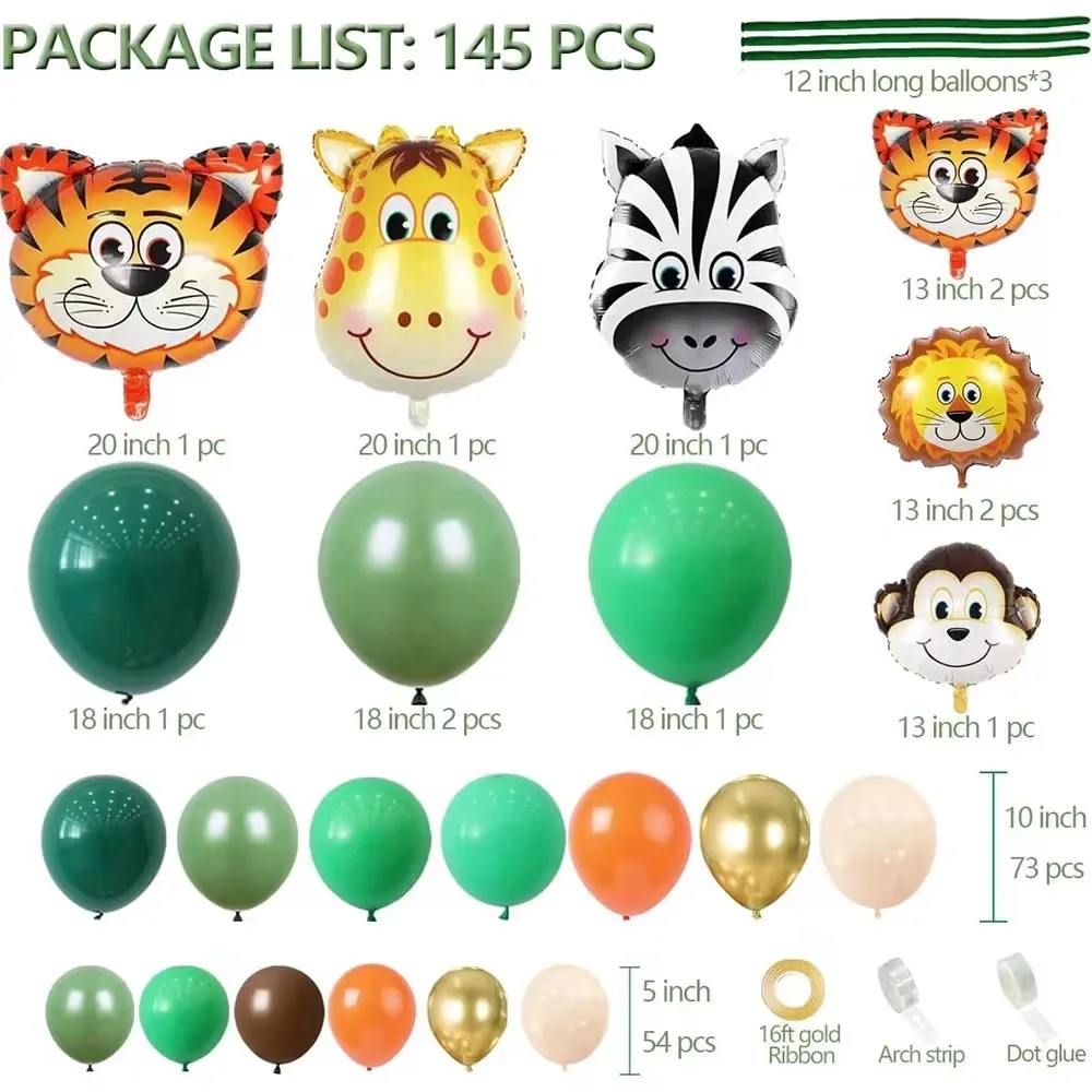 5 13 18 20 inch giraffe forest monkey zebra Tiger Zoo Balloons Baby Birthday New Born Decoration Theme Party Balloon Set