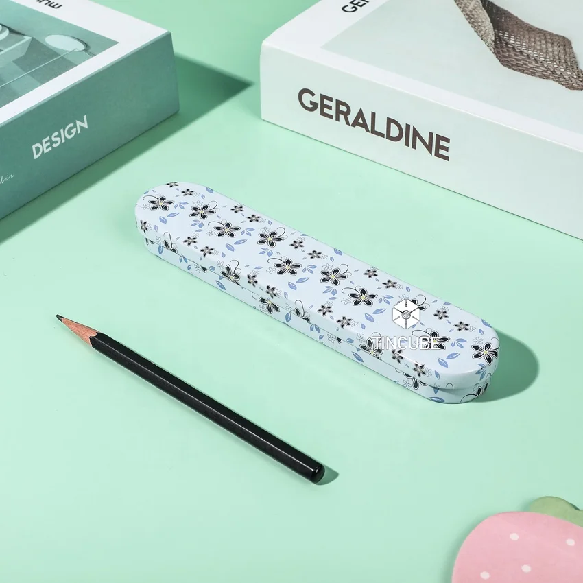 Manufacturers custom student tinplate stationery box metal pencil box  pen case stationery gift hinge tin box