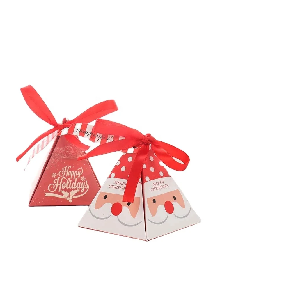 Factory promotion fashion christmas eve custom logo Christmas gift chocolate candy package triangle box