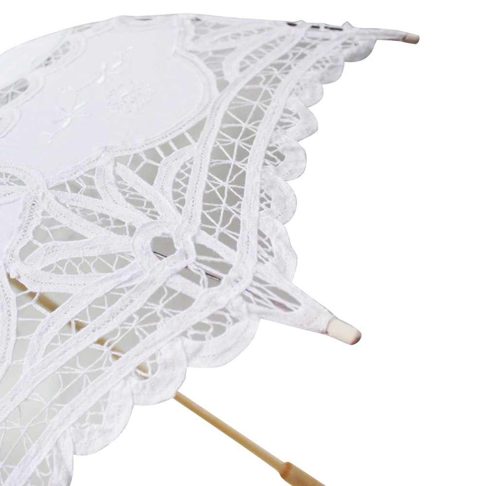 Ovida White Lace Craft  Small Kids Mini Decoration sublimation Props White Ivory Lace Parasol Bride Wedding Umbrellas