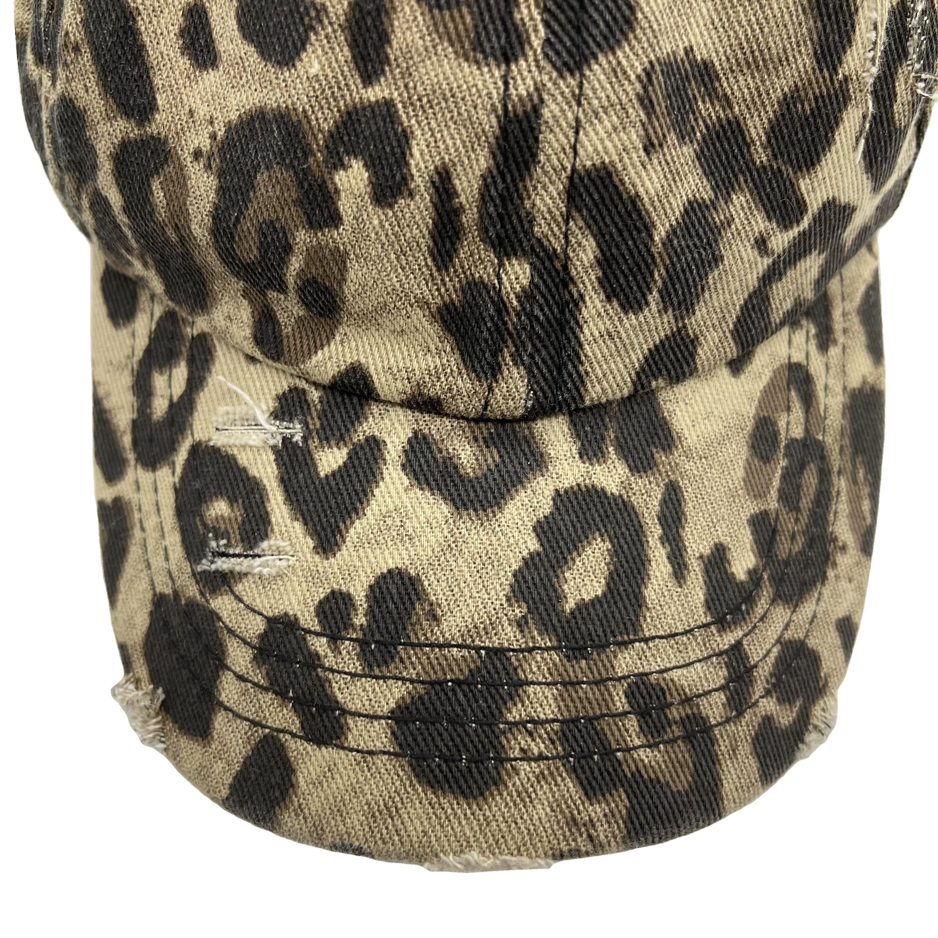 KENSHELLEY 2021 Hot Sale Fashion Baseball Caps 100% Cotton Leopard Printing Ponytail Cap Adjustable Elastic Cross Sun Hat Caps