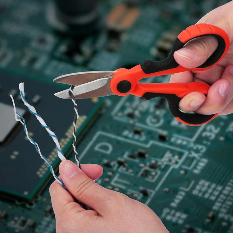 Professional Electrician Scissors Sharp Sturdy Electrician Shears Stainless Steel Sewing Scissors for Cutting Electric Wire
