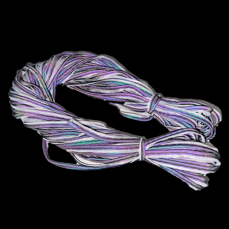 Rainbow Glow in The Dark Knitted Reflective Fabric Strip Piping Tape for clothing