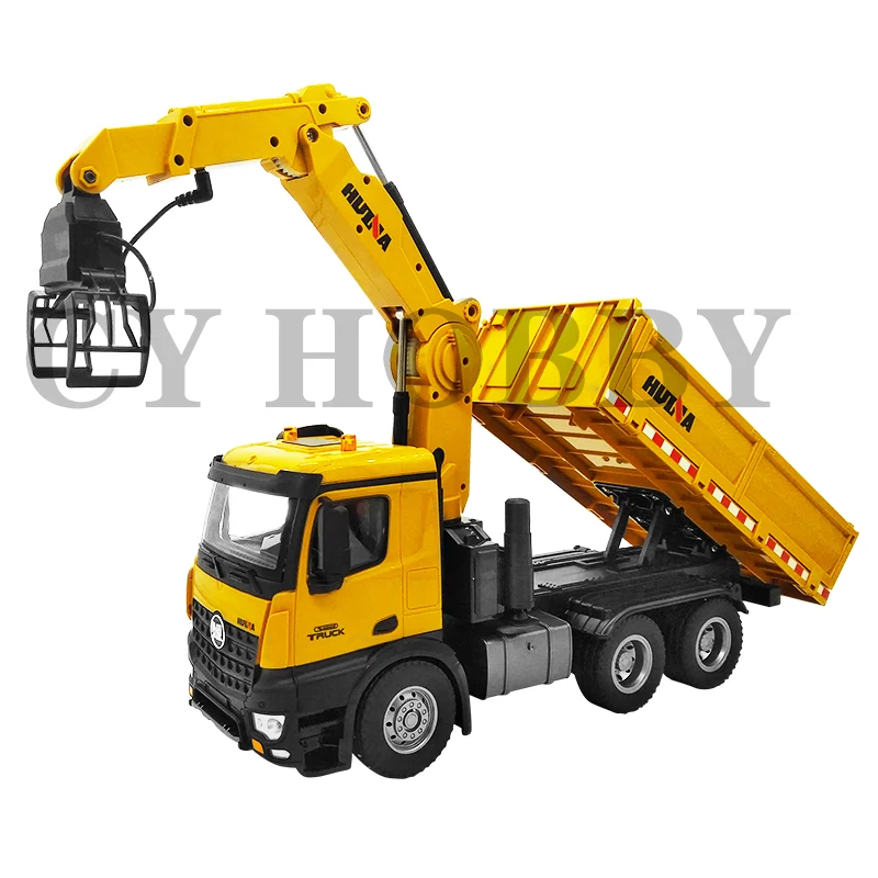 HUINA 1575 575 2.4G 1:14 26CH RC metal dump truck toys remote control construction rc Truck with wood grab