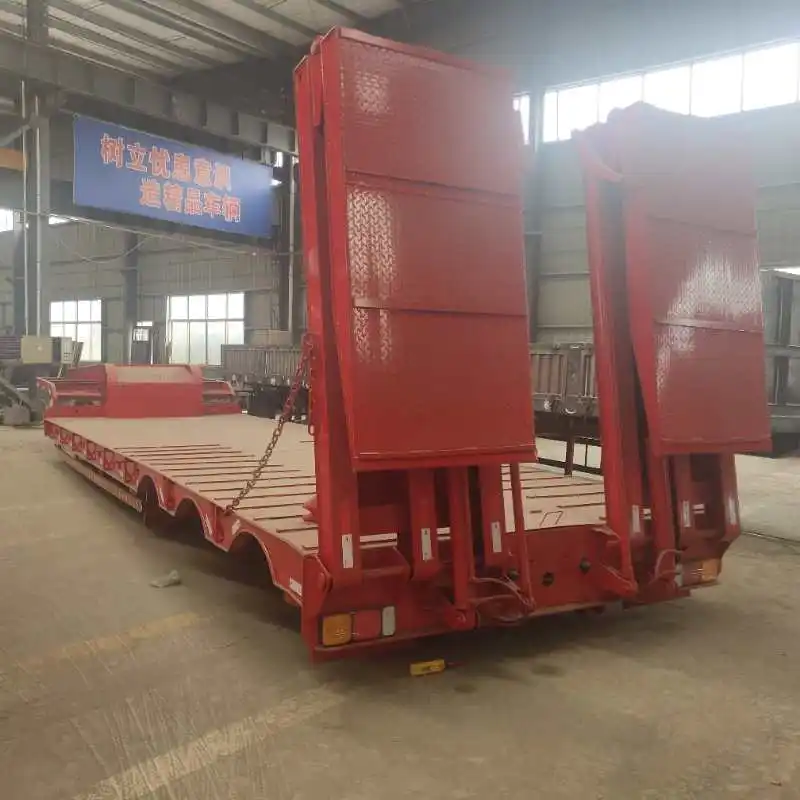 Widely Used Lowboy Truck Semi Trailer, 3 Axle 40ton-80ton price low bed trailers