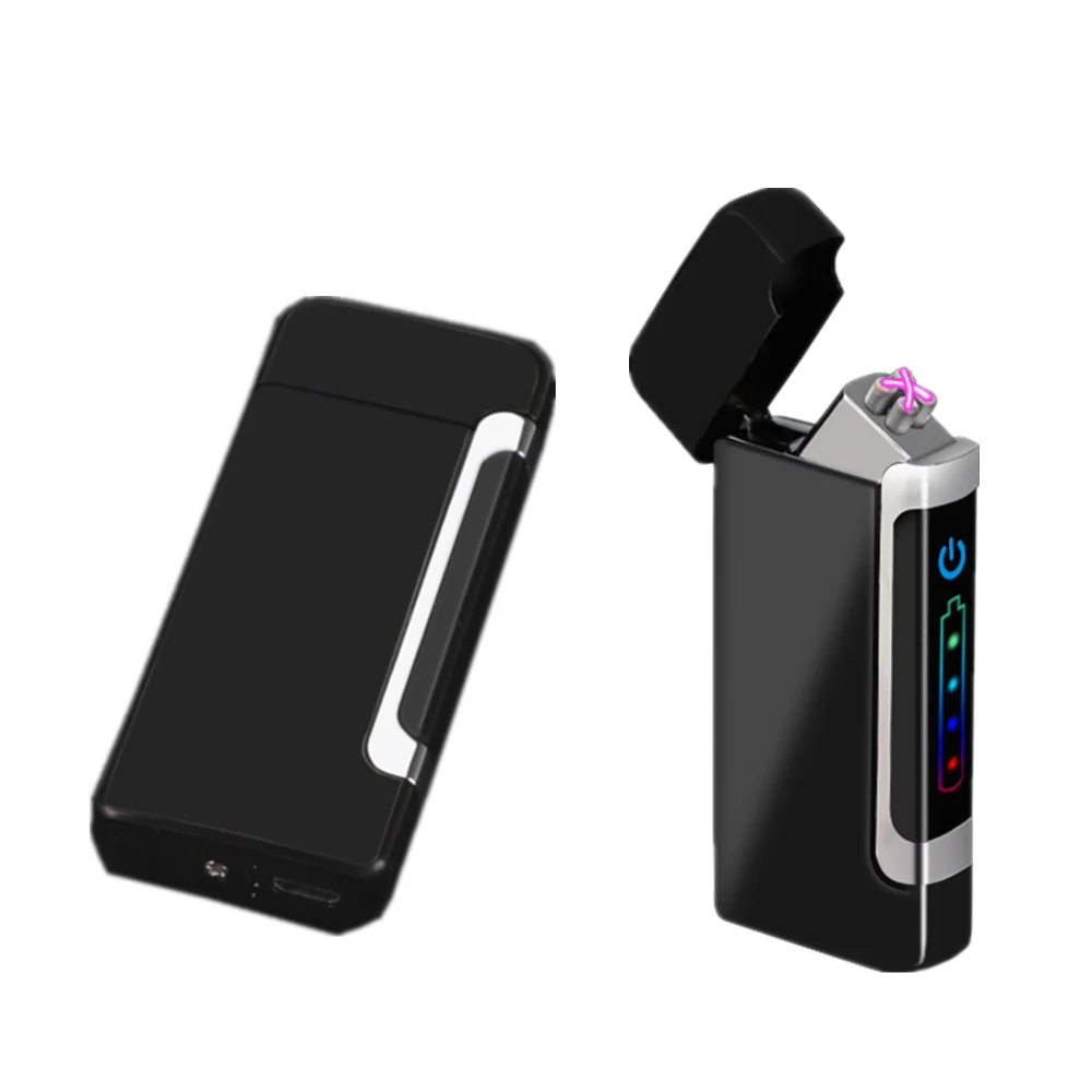 New style led light cigarette lighter windproof electric double arc rechargeable usb lighter