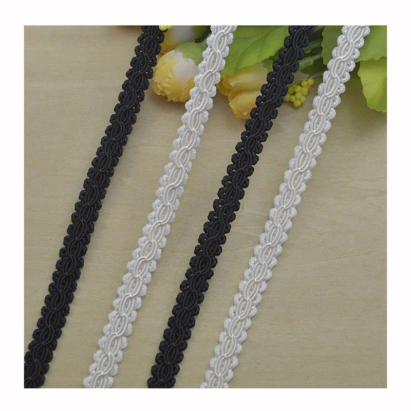 DIY Knitted Braid White Black Lace Ribbon Crocheted Sewing Decoration Double 8-type 1cm Wide Braided Polyester Lace Trim Gold
