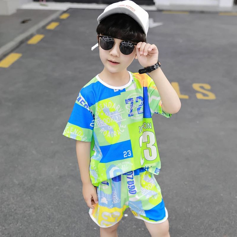 
DRBKX2005B11 New design kids t shirts+shorts set high quality fashion boy summer clothes wholesale boy clothing sets 