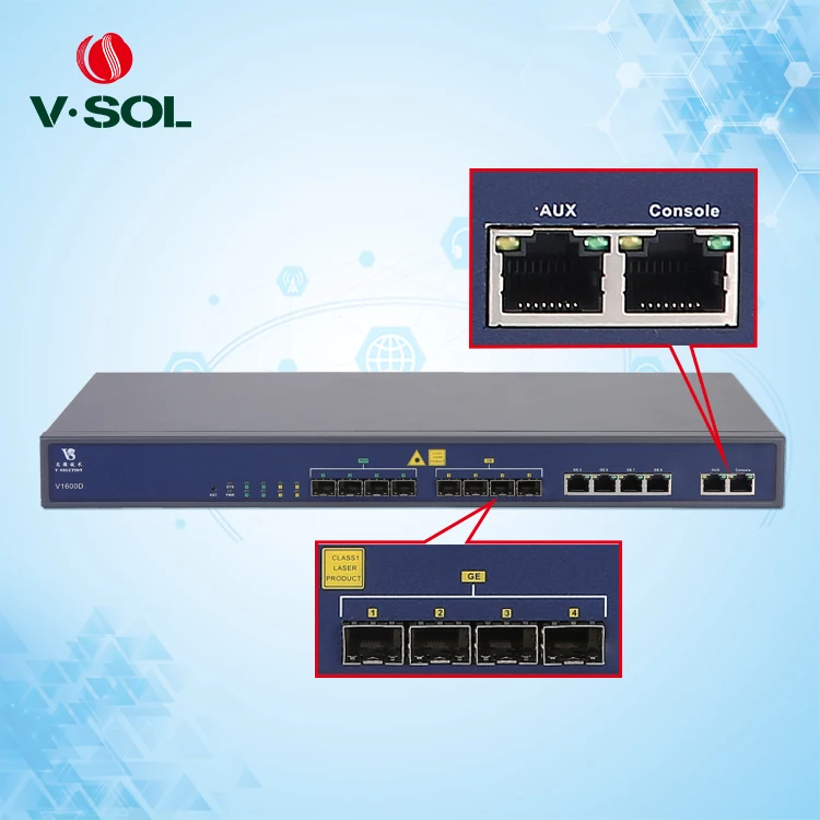  Профессиональный FTTH EPON 1U 4 SFP или + и 4GE RJ45 Uplink 1:64 L3 Route Волоконно-Оптический линейный терминал 4PON Port GEPON