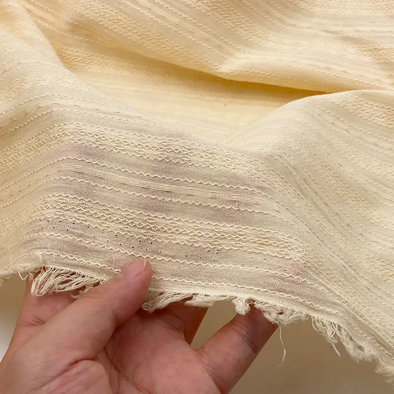 Solid color princess kids girls dress stripe lace leno style jacquard 100% cotton dobby fabric for clothing