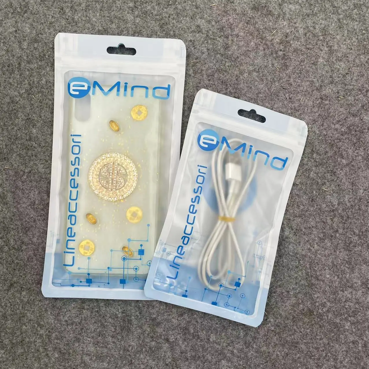 Custom Logo Printed Consumer Electronics Mobile Phone Accessories Packing Bags Phone Cases Cables Packaging Plastic Bags