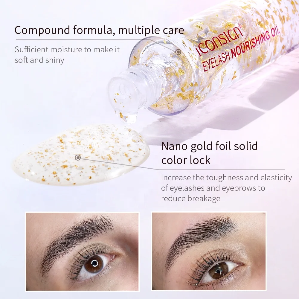 Lash Lift Solution Aftercare Eyelash Nourishing Oil 24k Gold Foil Eyebrow Enhancing Serum For Repair Eyelashes And Brows Hair