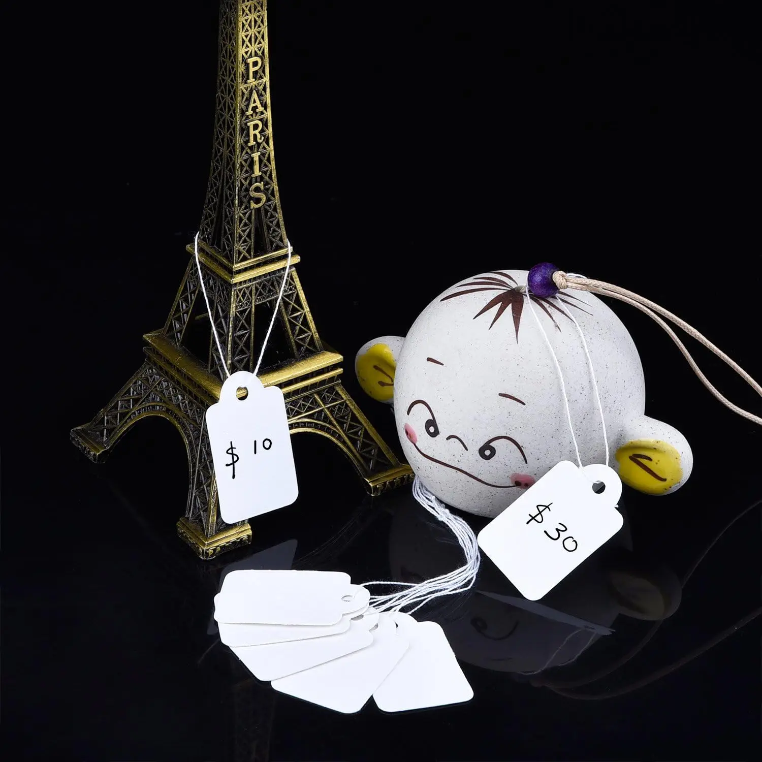 customized hang tag White Blank Tags with Elastic String  label hang swing tags for garment clothing