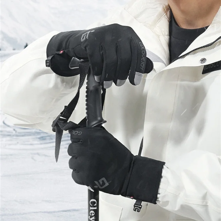 Fashion all match black full finger waterproof and velvet touch screen mountaineering mtb cycling gloves sport gloves